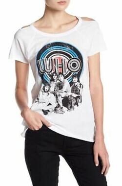 Chaser The Who Vintage Style Cold Shoulder Graphic Tee NWOT